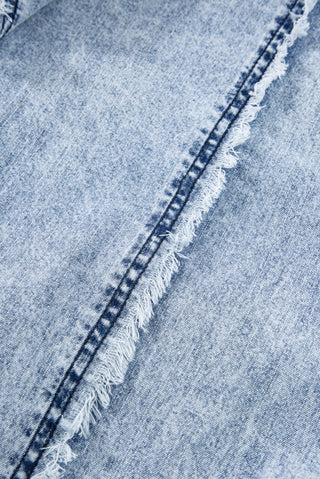 Raw Hem Light Wash Denim Wide Leg Overalls