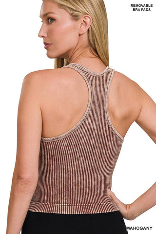 Acid Wash Seamless V-Neck BRAMI - Mid Length