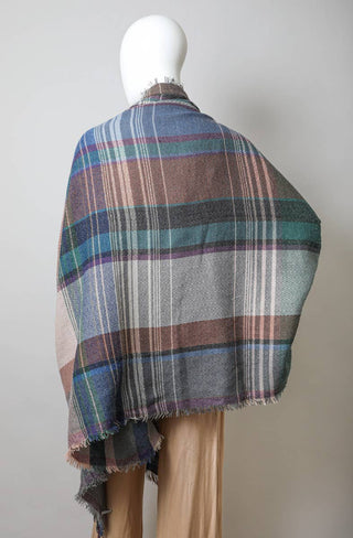 Multicolor Plaid Pocket Ruana