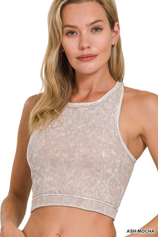 Acid Wash Seamless High-neck BRAMI - Crop Top