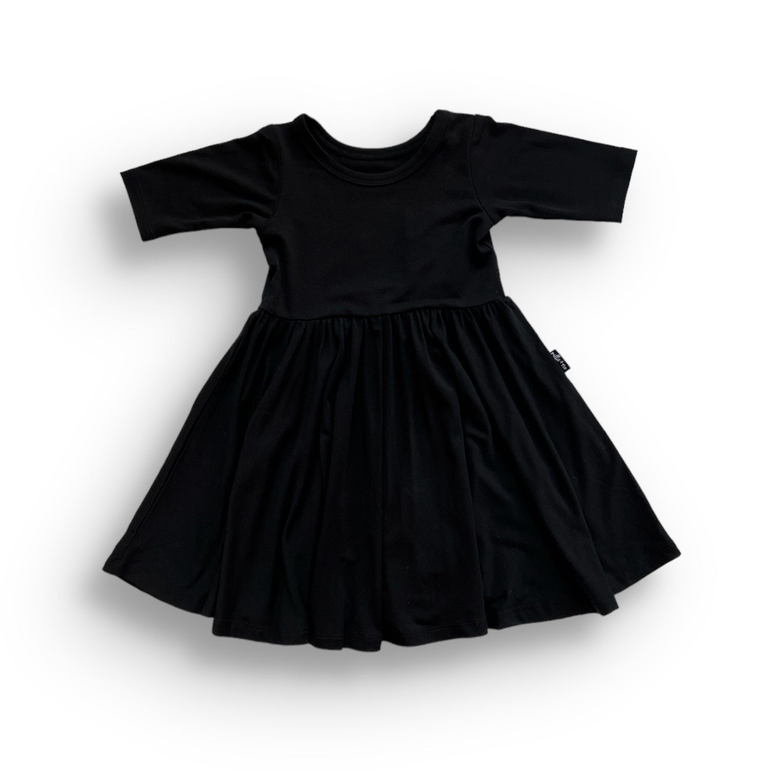 Black Mid Sleeve Twirl Dress