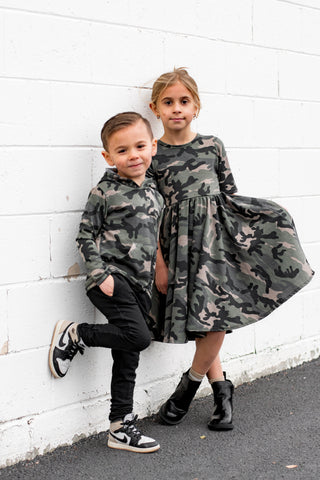 LONG SLEEVE HOODIE - Dark Camo