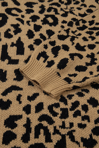 Leopard Drop Shoulder Oversized Sweater