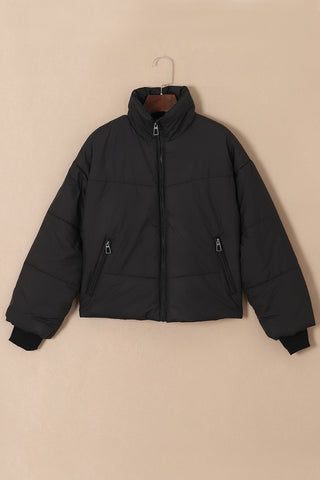 Black Zip Up Puffer Jacket
