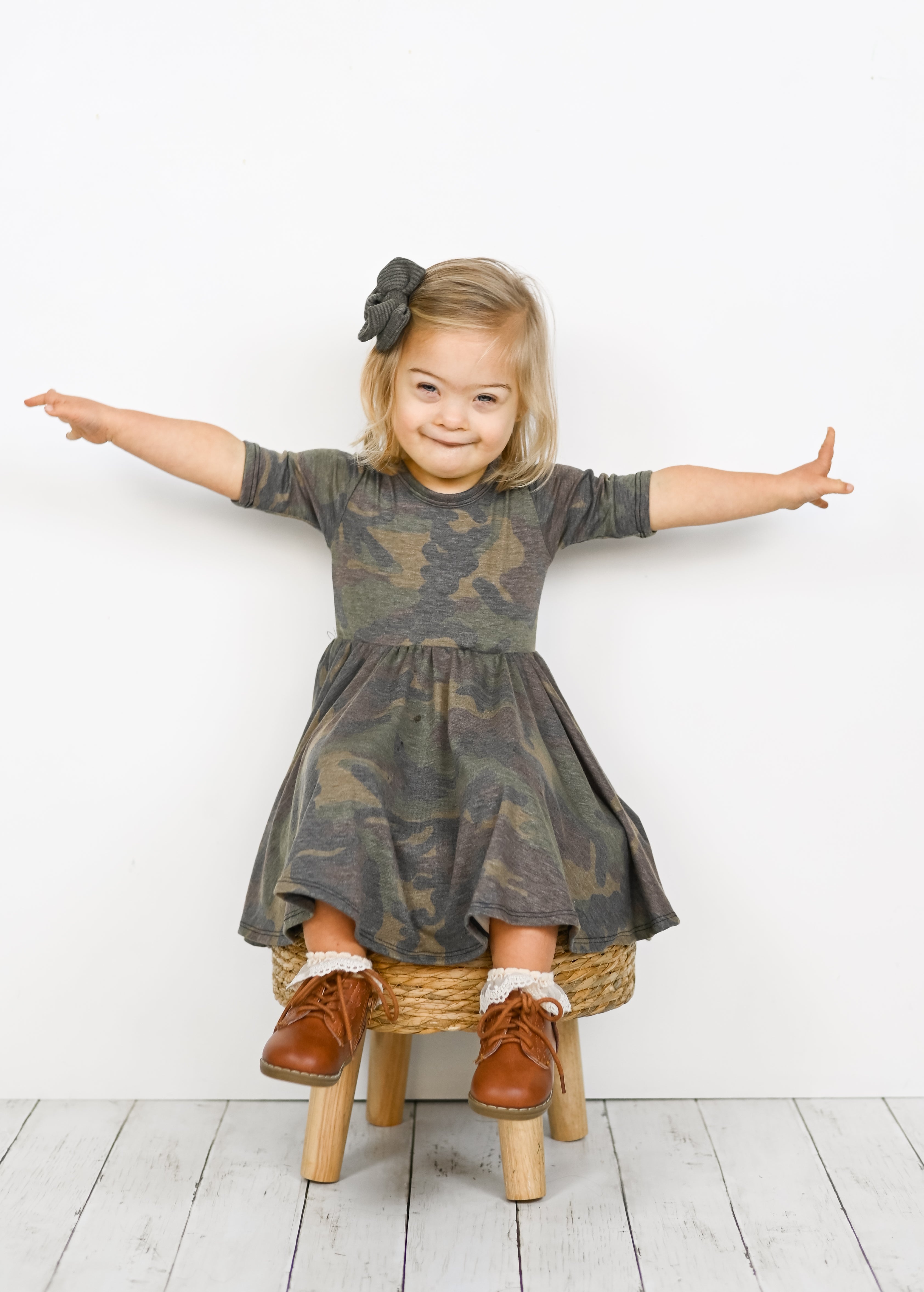 Weathered Camo Mid Sleeve Twirl Dress 12/24m