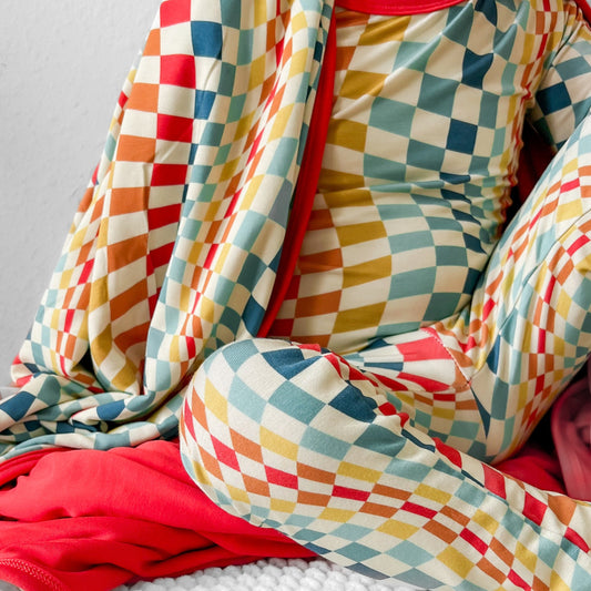 3 LAYER OVERSIZED COZY DREAM BLANKET- Groovy Check