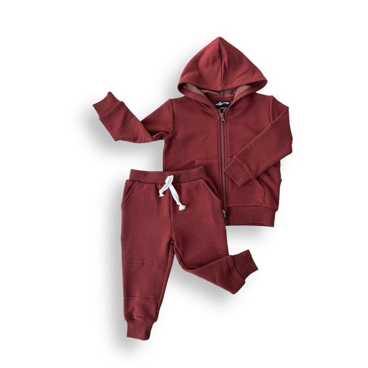 ZIP HOODIE- Oxblood Bamboo French Terry