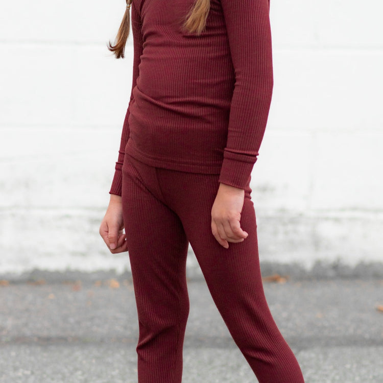 LONG SLEEVE 2 PIECE SETS- Oxblood Ribbed