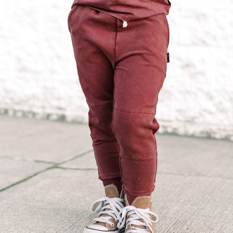 JOGGERS- Oxblood Snow Wash French Terry