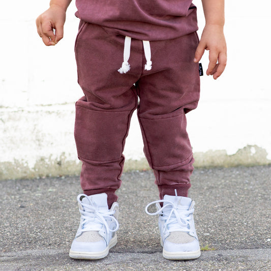 JOGGERS- Oxblood Snow Wash French Terry