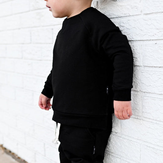 CREW NECK- Black Bamboo French Terry