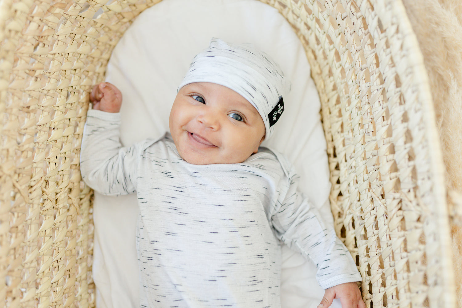 BEANIE- Ivory Space Slub (matches gown) | millie + roo.