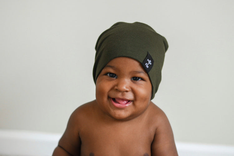 BEANIE- Olive Stretch French Terry | millie + roo.
