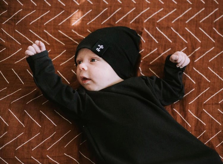 BEANIE- Solid Black Stretch French Terry | millie + roo.